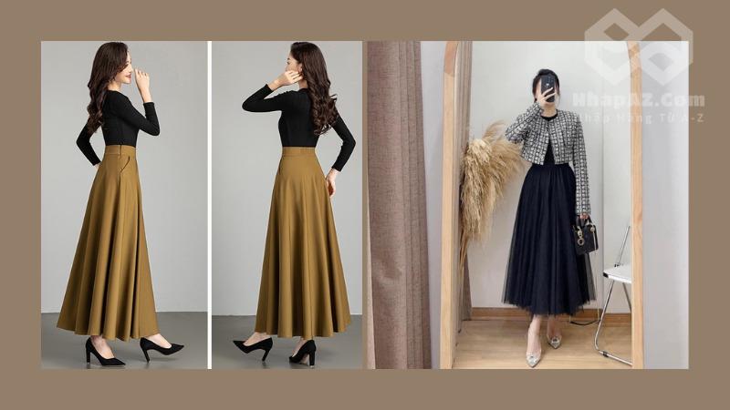 Tổng hợp các mẫu chân váy xòe Trung Quốc thời trang, giá tốt Chân váy xòe dáng dài