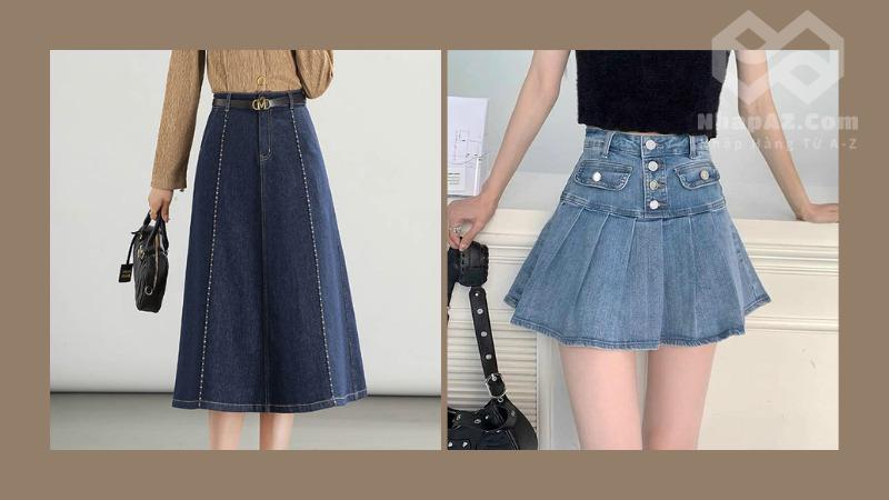 Tổng hợp các mẫu chân váy xòe Trung Quốc thời trang, giá tốt Chân váy xòe jean