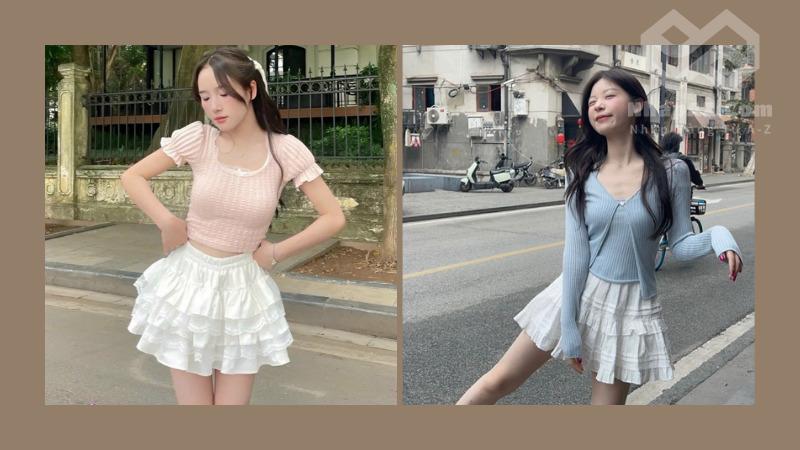 Tổng hợp các mẫu chân váy xòe Trung Quốc thời trang, giá tốt Chân váy xòe phối ren