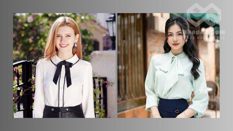 Áo sơ mi nữ Trung Quốc: Nguồn hàng thời trang, giá tốt Áo sơ mi cổ nơ