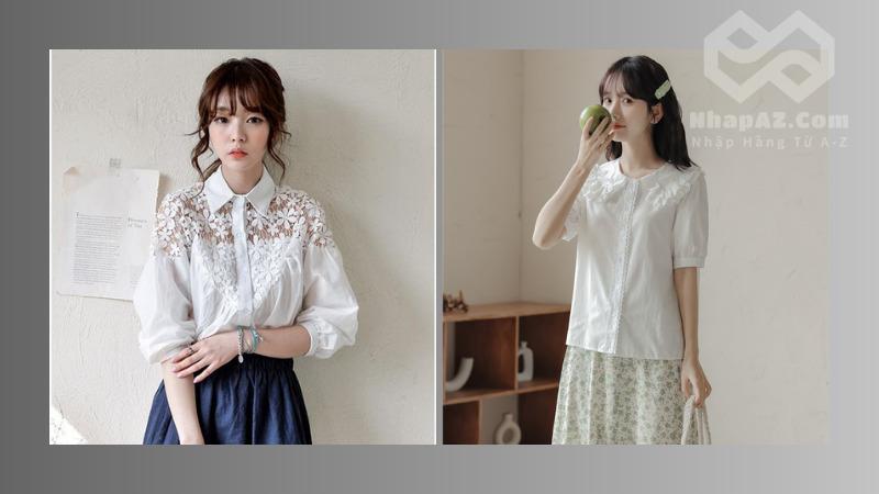 Áo sơ mi nữ Trung Quốc: Nguồn hàng thời trang, giá tốt Áo sơ mi phối ren