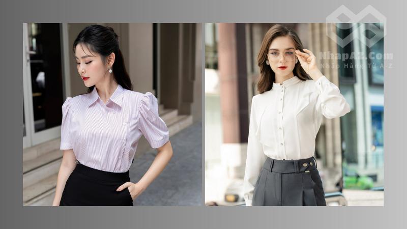 Áo sơ mi nữ Trung Quốc: Nguồn hàng thời trang, giá tốt Áo sơ mi tay bồng cổ điển