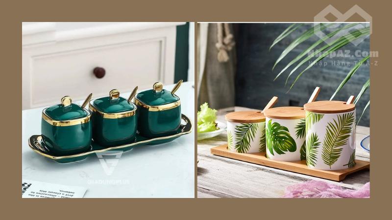 Top 3 hộp gia vị Trung Quốc giúp bếp gọn đẹp Hộp đựng gia vị bằng sứ tinh tế