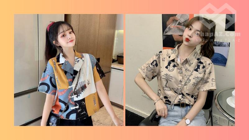 Review 5 mẫu sơ mi nữ họa tiết Trung Quốc thời trang nhất Tranh vẽ và họa tiết trừu tượng
