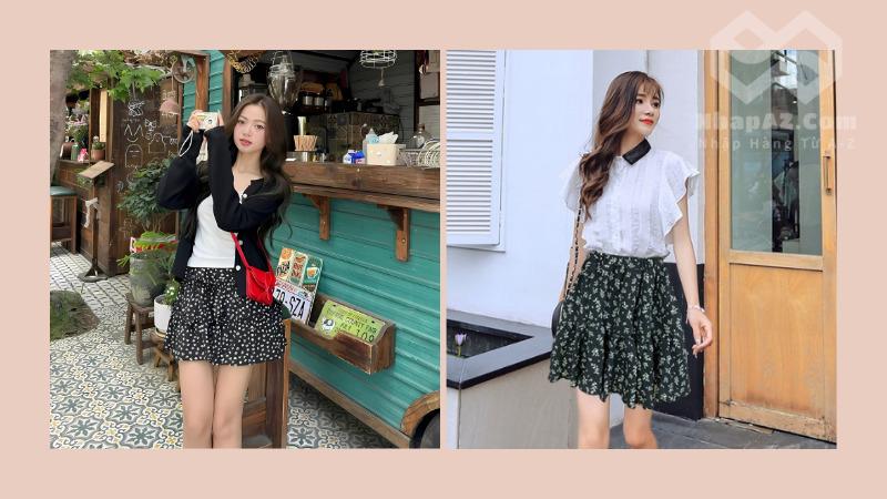 Mẹo phối đồ chuẩn gu với chân váy hoa nhí cho nàng Chân váy hoa nhí dáng xòe