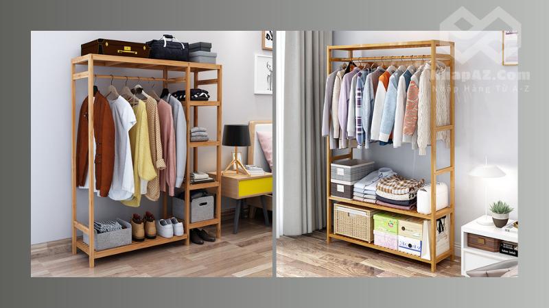 Giá treo quần áo Trung Quốc: Gợi ý các mẫu phổ biến, giá tốt Giá treo quần áo kết hợp kệ để đồ