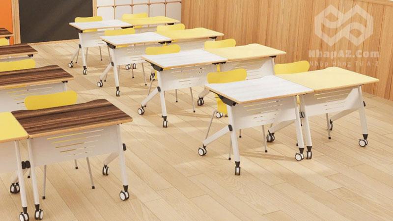 Bàn học gấp gọn có bánh xe