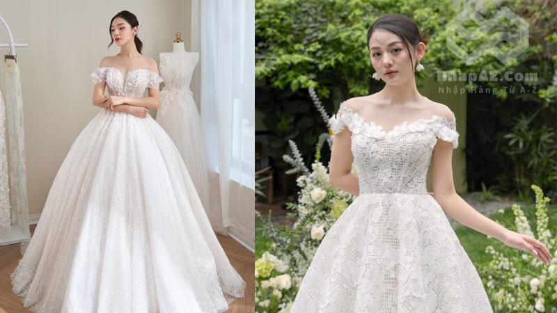 Váy cưới trễ vai
