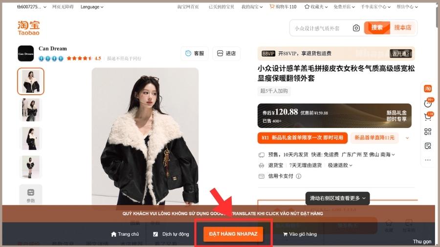 HƯỚNG DẪN NHẬP HÀNG TRUNG QUỐC TẠI NHAPAZ.COM Chọn sản phẩm và thêm vào giỏ hàng