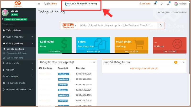 HƯỚNG DẪN NHẬP HÀNG TRUNG QUỐC TẠI NHAPAZ.COM Liên hệ chăm sóc khách hàng qua Zalo
