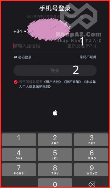 Nhập mã OTP được gửi về điện thoại 