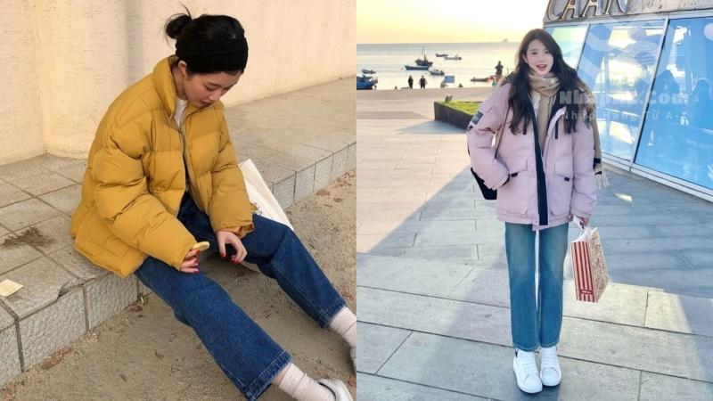 Áo phao Quảng Châu nữ: Sang trọng, ấm áp và cực kỳ tôn dáng Phối với quần jeans