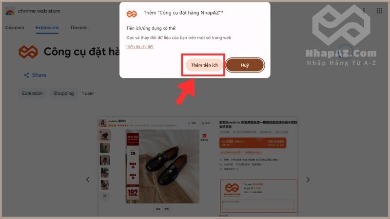HƯỚNG DẪN NHẬP HÀNG TRUNG QUỐC TẠI NHAPAZ.COM Chọn Thêm tiện ích