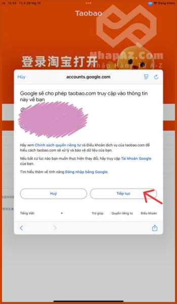 Hướng dẫn đăng ký tài khoản Taobao chi tiết từ A-Z cho người mới Kiểm tra thông tin và bấm Tiếp tục
