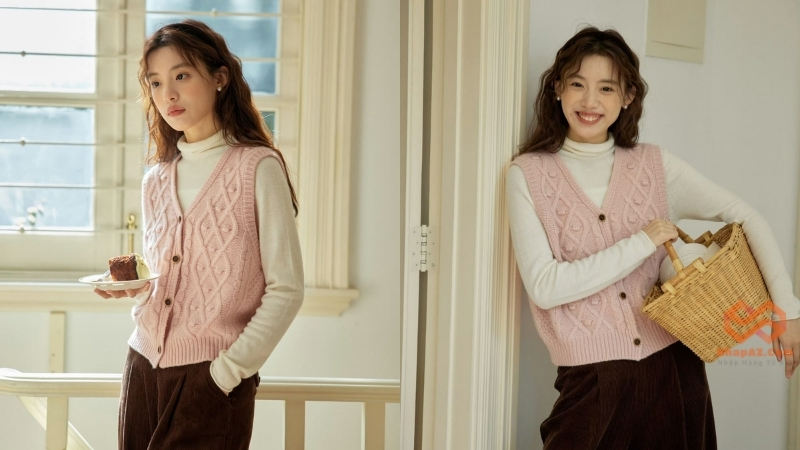 Áo gile nữ với áo giữ nhiệt