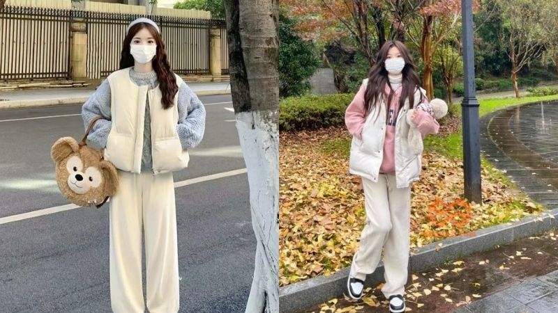 Áo gile nữ phối cùng áo sweater