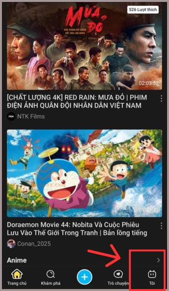 Chọn mục Tôi ở phía dưới góc phải màn hình 