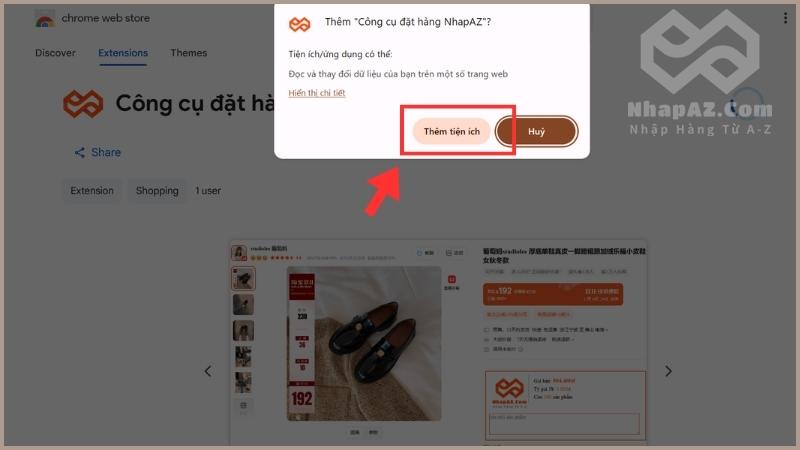 Chọn Thêm tiện ích 