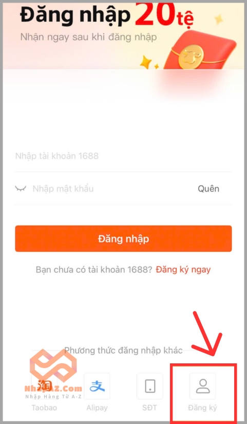 Chọn mục Đăng ký ngay 