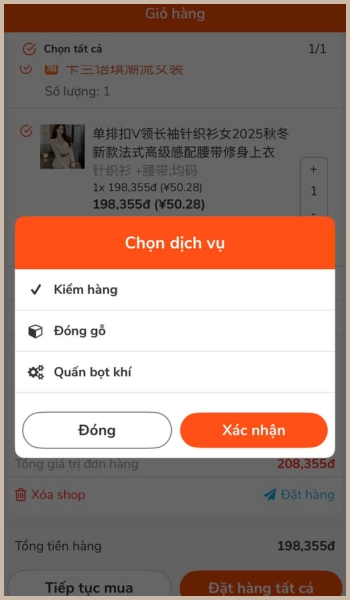 Hướng dẫn chi tiết cách đặt hàng Trung Quốc qua App NhapAZ Lựa chọn dịch vụ