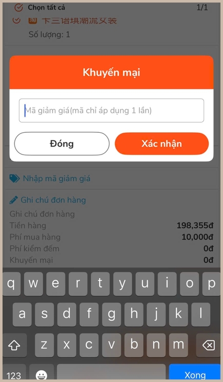 Nhập mã khuyến mại nếu có 