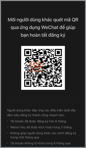 Nhờ người thân, bạn bè quét mã QR để hoàn tất đăng ký 