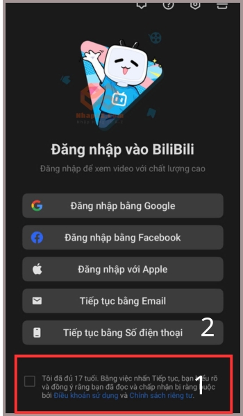 Đăng nhập bằng số điện thoại 