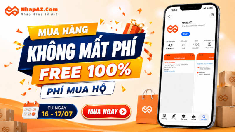 Miễn phí 100% phí mua hộ tại NhapAZ – Chỉ trong 2 ngày
