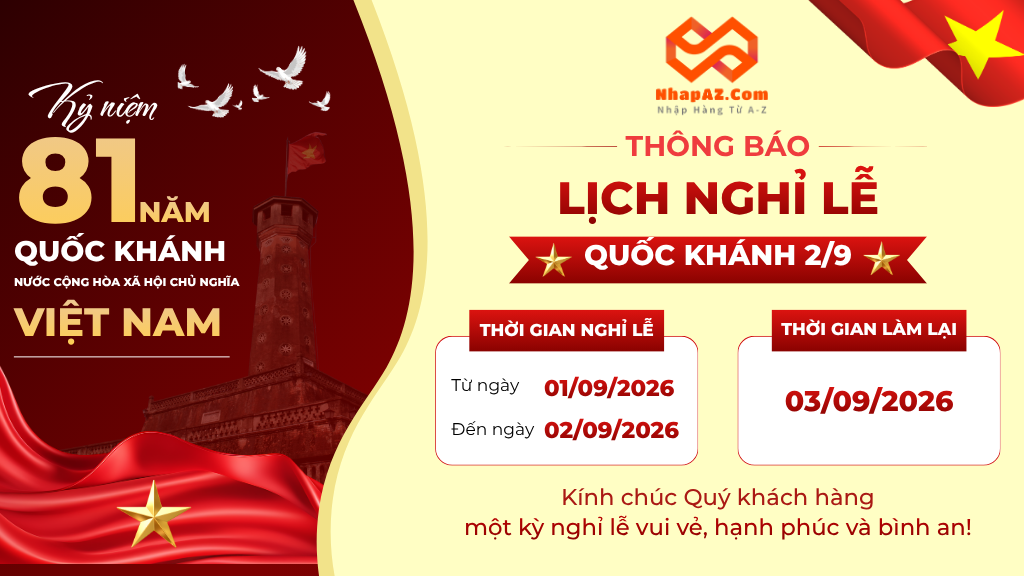 THÔNG BÁO LỊCH NGHỈ LỄ QUỐC KHÁNH 2/9/2026 NhapAZ thông báo lịch nghỉ lễ Quốc khánh 2/9/2026